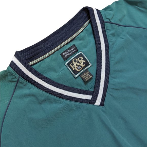 Men's R&R Pro Pullover Windbreaker Blue/Green Sport Tennis - Large - Picture 13 of 16